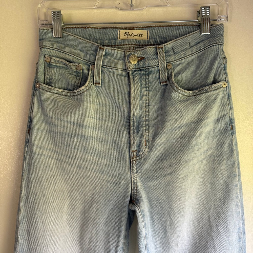 Madewell The Perfect Vintage Straight Jean Light Wash Distressed Knee Size 25 - Picture 2 of 8